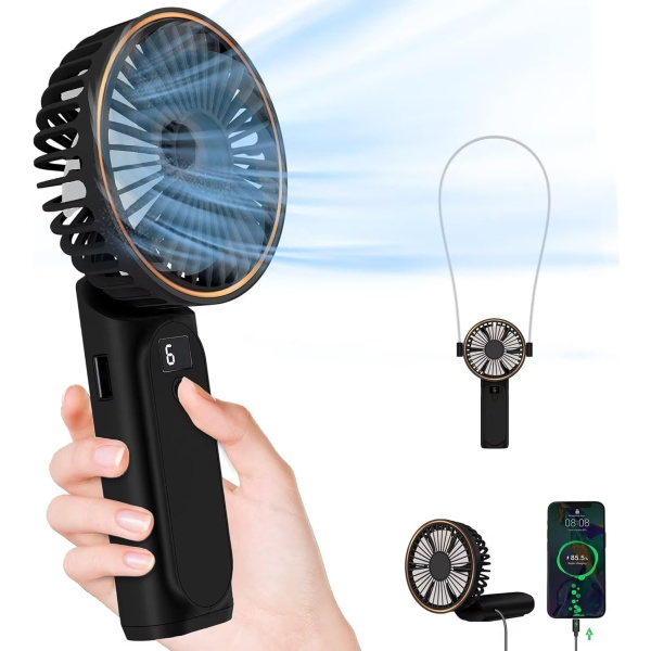 Portable Handheld Fan, Portable Fan Rechargeable, 4000mAh, 180° Adjustable