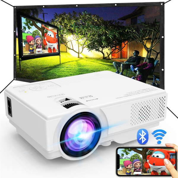 Projector with WiFi and Bluetooth, Upgrade Outdoor Projector, Mini Movie